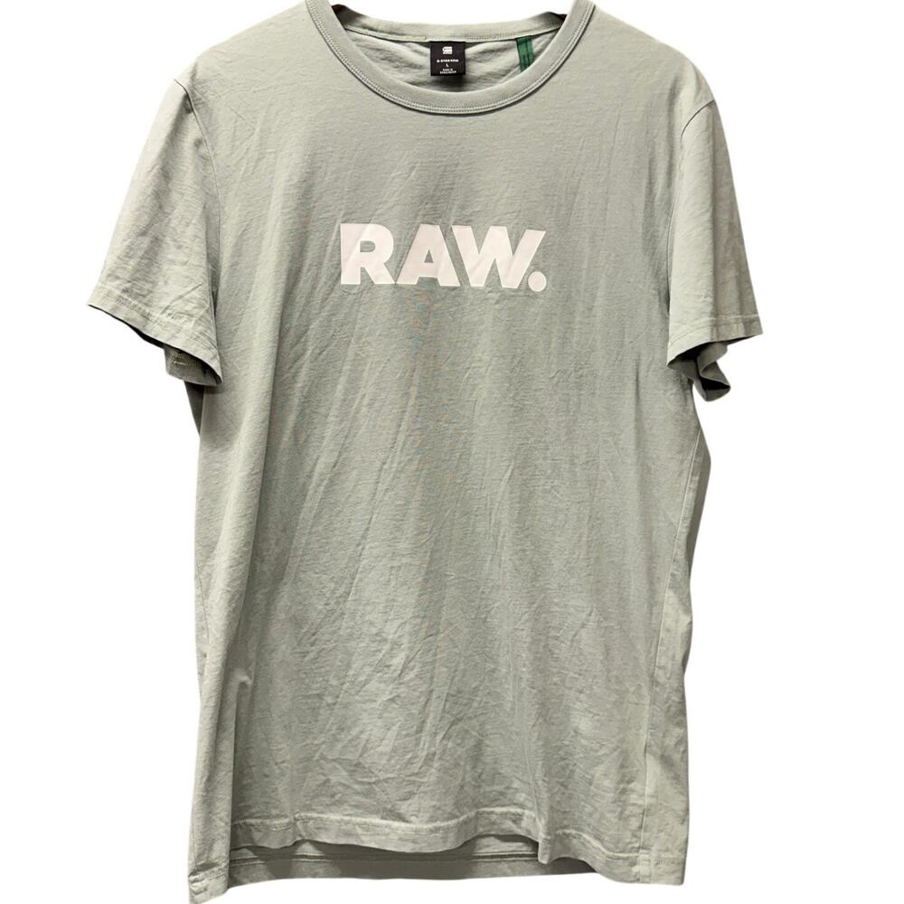 G-Star RAW T-Shirt Mens‎ Large Pale Green Short Sleeve Organic Cotton Tee